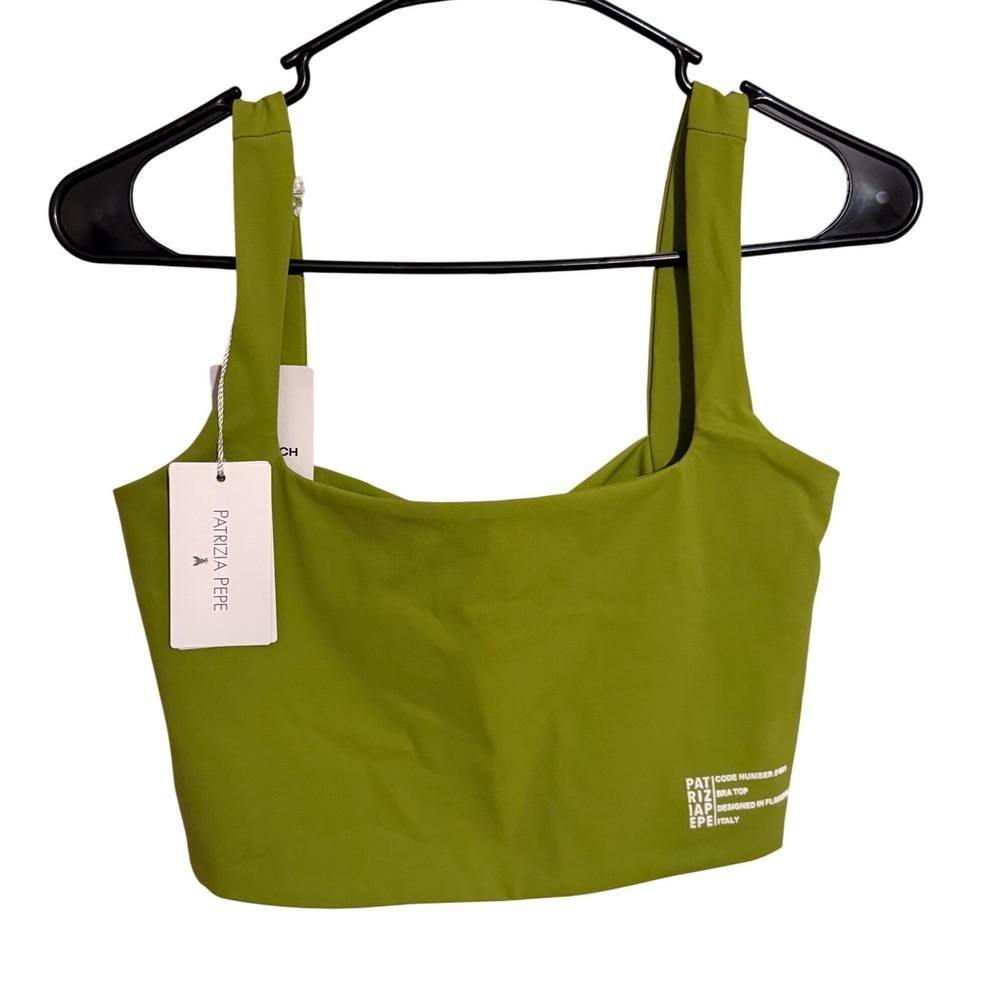 Patrizia Pepe Macha Green Bow Back Bra Top Crop Tank Size 2 NEW Festival Summer